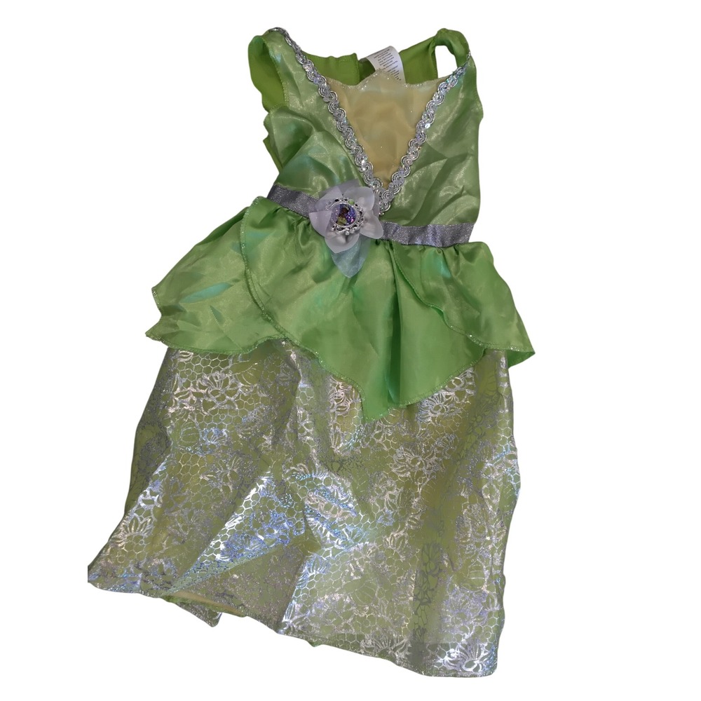 Disney Princess Tiana Costume Dress Girls 4-6X Green Silver Sequin Jakks Pacific - Picture 1 of 4